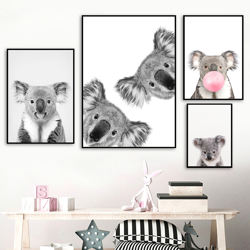 Photography Zoo - Koala Print czarno-biały obraz na płótnie