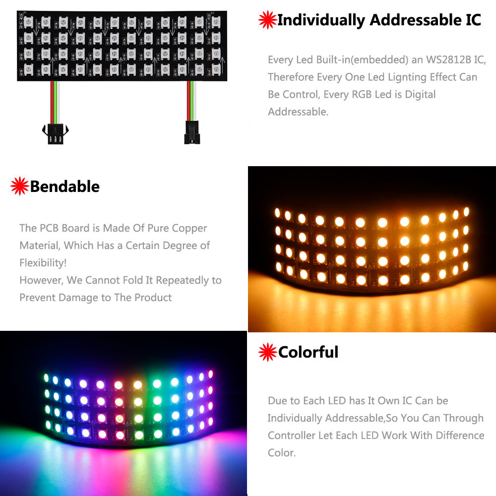 Panel LED RGB WS2812B DC5V 8x8 – Pixel Art Led Panel recenzja i cena